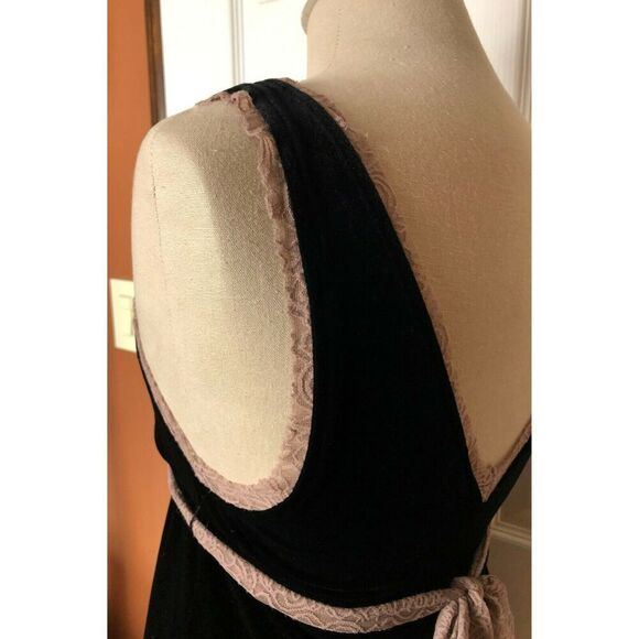 Free People Black Blush Lace Velvet Sleeveless Waist Tie Dress Women's Size M - Picture 5 of 11
